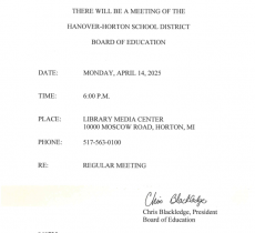 April Board Meeting Notice