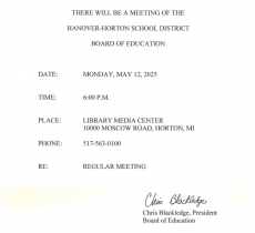 Board Meeting Notice - May 2025