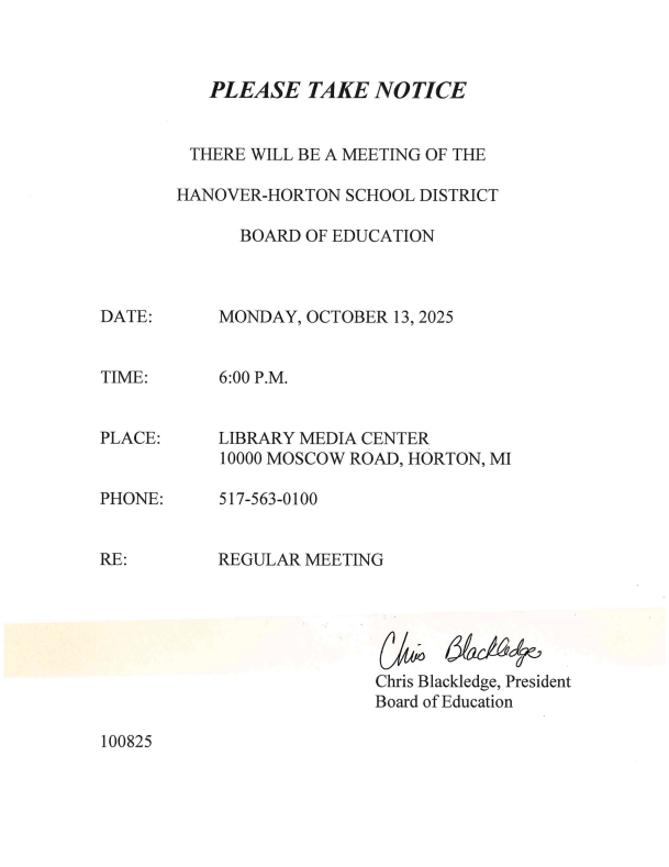 Board Meeting Notice October 2025