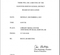 December Board Meeting Notice