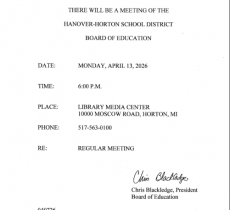 April Board Meeting Notice