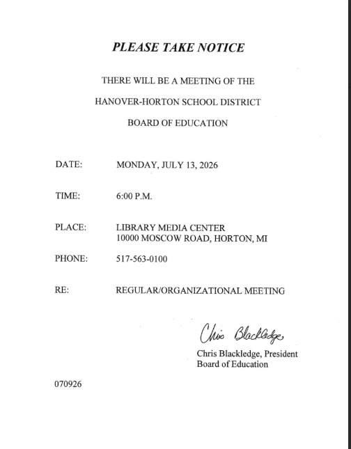 July Board Meeting Notice
