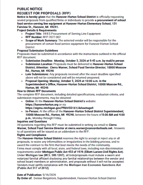 Public Notice - Request for Proposal