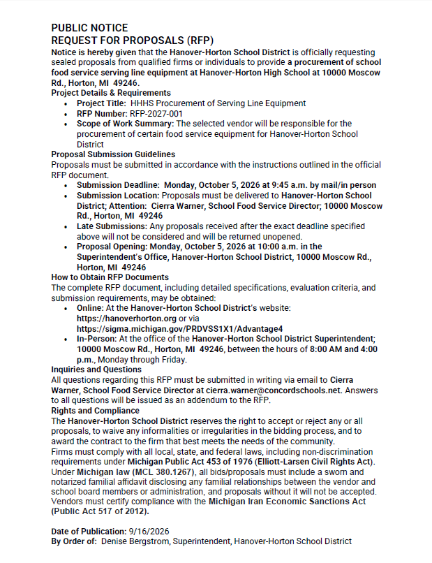 Public Notice - Request for Proposal