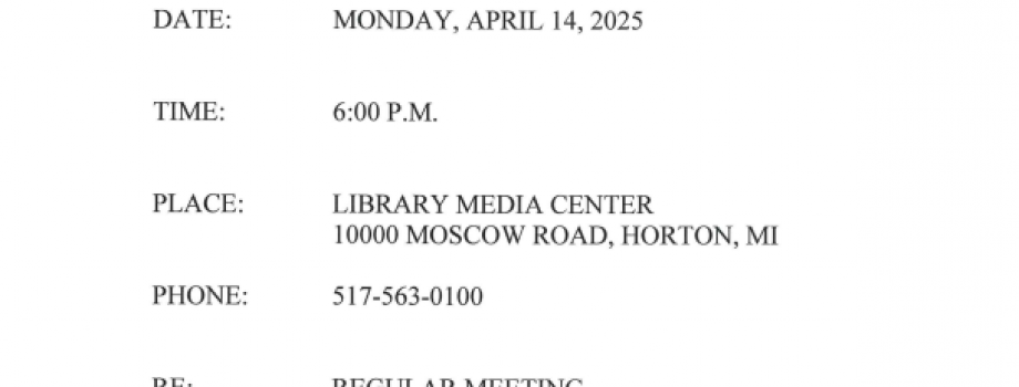 April Board Meeting Notice