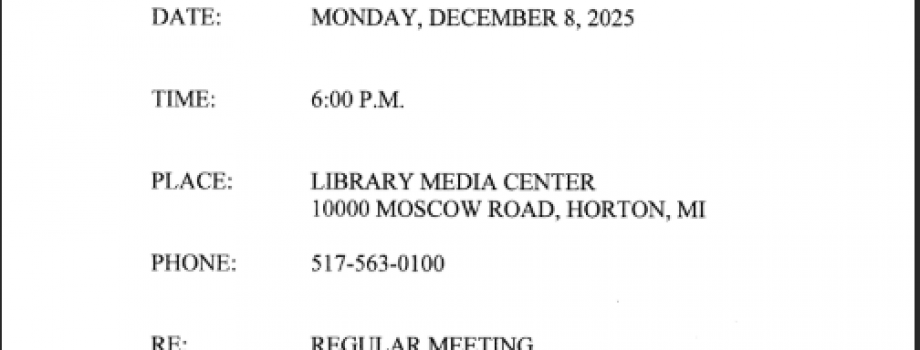 December Board Meeting Notice