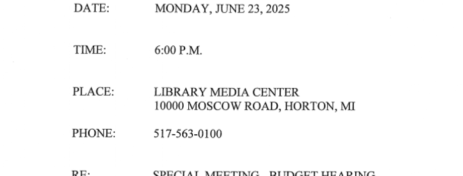 Budget Hearing Notice – June 2025