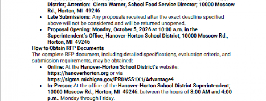Public Notice – Request for Proposal