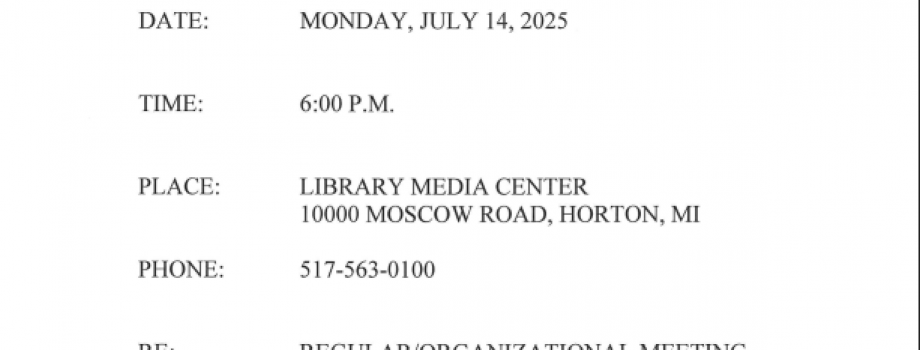 July Board Meeting Notice