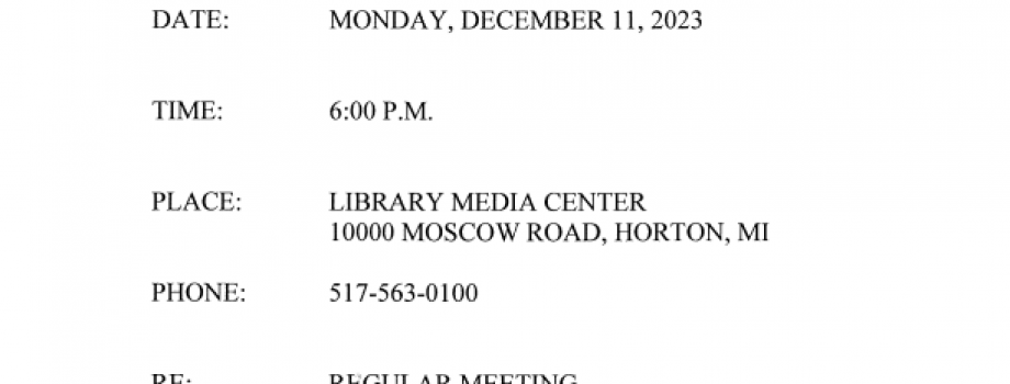 Dec Regular Board Meeting Posting